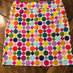 Leslie Evers Colorful Patterned Mini Skirt size XL with pockets.